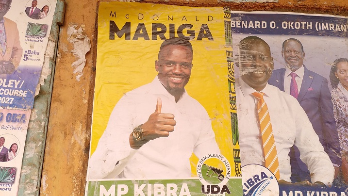 マリガ氏の選挙ポスター。黄色はUDAのイメージカラーだ